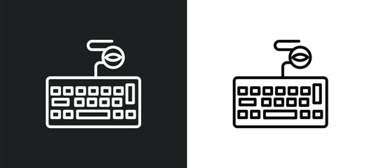 Poster - keylogger line icon in white and black colors. keylogger flat vector icon from keylogger collection for web, mobile apps and ui.