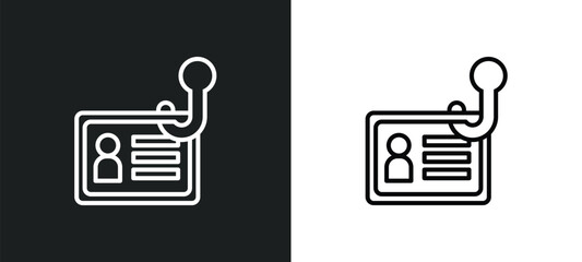 Poster - identity theft line icon in white and black colors. identity theft flat vector icon from identity theft collection for web, mobile apps and ui.