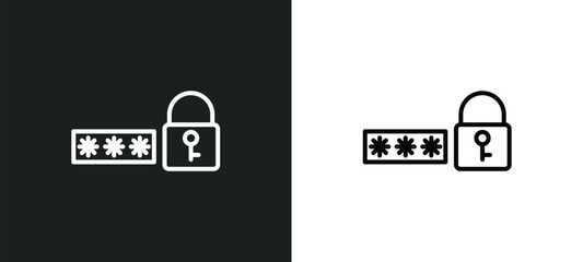 Poster - passwords line icon in white and black colors. passwords flat vector icon from passwords collection for web, mobile apps and ui.