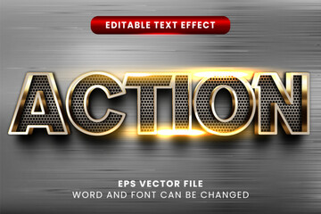 Metallic action 3d editable vector text effect