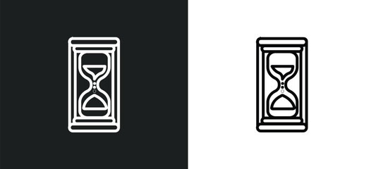 Poster - hourglass line icon in white and black colors. hourglass flat vector icon from hourglass collection 