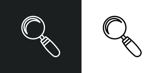 Poster - loupe line icon in white and black colors. loupe flat vector icon from loupe collection for web, mobile apps and ui.