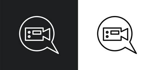 Poster - video call line icon in white and black colors. video call flat vector icon from video call collection for web, mobile apps and ui.