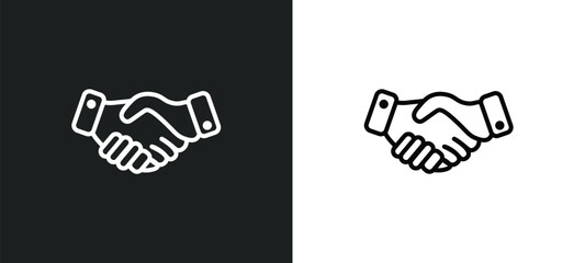 Wall Mural - hand shake line icon in white and black colors. hand shake flat vector icon from hand shake collection for web, mobile apps and ui.