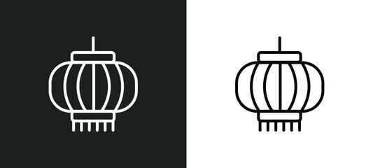 chinese lantern line icon in white and black colors. chinese lantern flat vector icon from chinese lantern collection for web, mobile apps and ui.