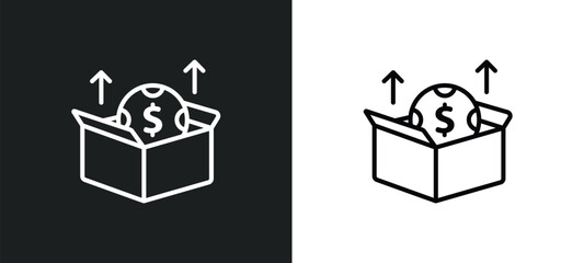 Poster - packaging line icon in white and black colors. packaging flat vector icon from packaging collection for web, mobile apps and ui.