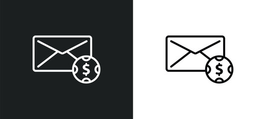 Poster - mailing line icon in white and black colors. mailing flat vector icon from mailing collection for web, mobile apps and ui.