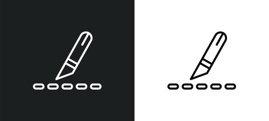 Poster - slice line icon in white and black colors. slice flat vector icon from slice collection for web, mobile apps and ui.