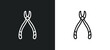 plier line icon in white and black colors. plier flat vector icon from plier collection for web, mobile apps and ui.