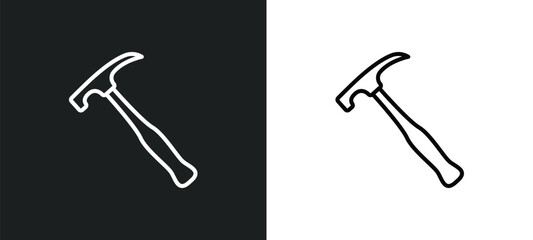 Poster - brick hammer line icon in white and black colors. brick hammer flat vector icon from brick hammer co