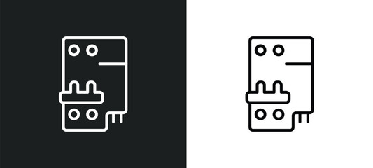Poster - circuit breaker line icon in white and black colors. circuit breaker flat vector icon from circuit breaker collection for web, mobile apps and ui.