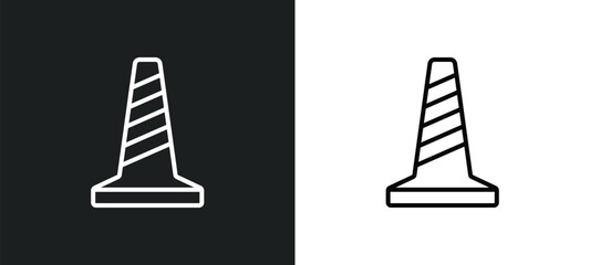 Poster - road construction line icon in white and black colors. road construction flat vector icon from road 