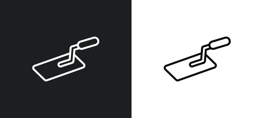 Poster - trowel line icon in white and black colors. trowel flat vector icon from trowel collection for web, 