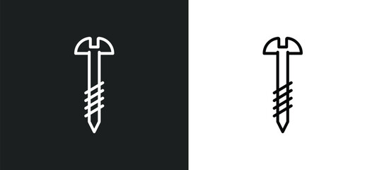 Poster - screw line icon in white and black colors. screw flat vector icon from screw collection for web, mob