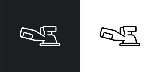 Poster - sanding hine line icon in white and black colors. sanding hine flat vector icon from sanding hine collection for web, mobile apps and ui.
