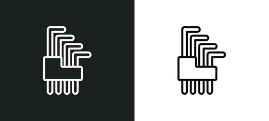 Poster - allen keys line icon in white and black colors. allen keys flat vector icon from allen keys collecti