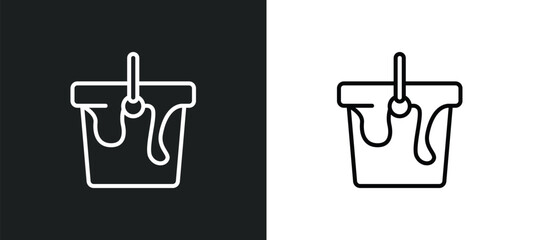 Poster - paint bucket line icon in white and black colors. paint bucket flat vector icon from paint bucket co