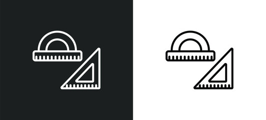 Poster - angle ruler line icon in white and black colors. angle ruler flat vector icon from angle ruler collection for web, mobile apps and ui.