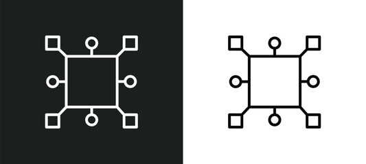 Poster - square chip line icon in white and black colors. square chip flat vector icon from square chip collection for web, mobile apps and ui.