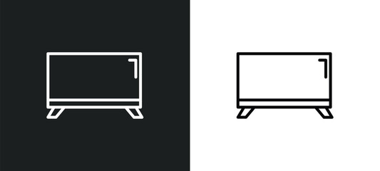 Poster - tv screen line icon in white and black colors. tv screen flat vector icon from tv screen collection for web, mobile apps and ui.