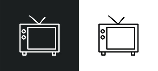 Poster - televisions line icon in white and black colors. televisions flat vector icon from televisions collection for web, mobile apps and ui.