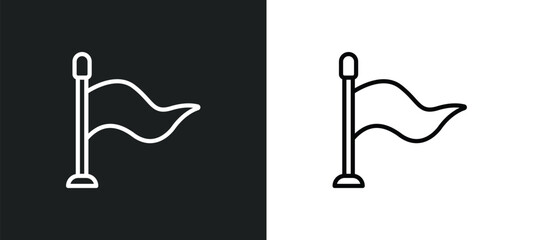 Poster - waving flag line icon in white and black colors. waving flag flat vector icon from waving flag collection for web, mobile apps and ui.