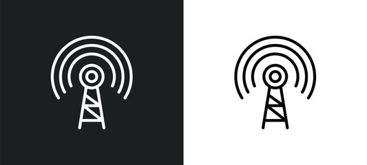 Poster - broadcasting line icon in white and black colors. broadcasting flat vector icon from broadcasting collection for web, mobile apps and ui.