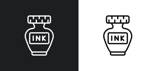 Poster - ink bottle line icon in white and black colors. ink bottle flat vector icon from ink bottle collection for web, mobile apps and ui.
