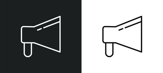 Poster - bullhorn line icon in white and black colors. bullhorn flat vector icon from bullhorn collection for web, mobile apps and ui.