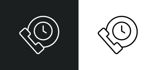 Poster - time call line icon in white and black colors. time call flat vector icon from time call collection for web, mobile apps and ui.
