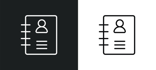 Poster - contacts line icon in white and black colors. contacts flat vector icon from contacts collection for web, mobile apps and ui.