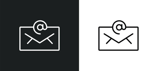 Poster - emails line icon in white and black colors. emails flat vector icon from emails collection for web, mobile apps and ui.