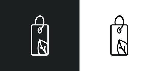 Poster - eco tag line icon in white and black colors. eco tag flat vector icon from eco tag collection for we