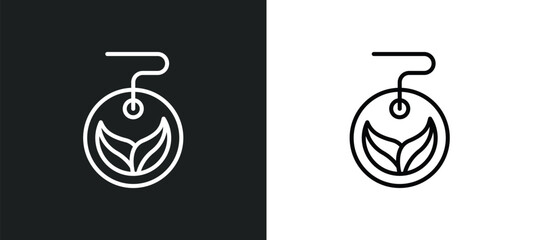 Poster - eco label line icon in white and black colors. eco label flat vector icon from eco label collection for web, mobile apps and ui.