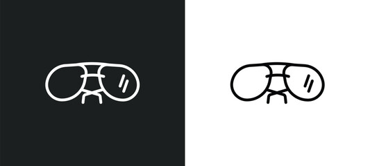 Poster - pilot sunglasses line icon in white and black colors. pilot sunglasses flat vector icon from pilot sunglasses collection for web, mobile apps and ui.