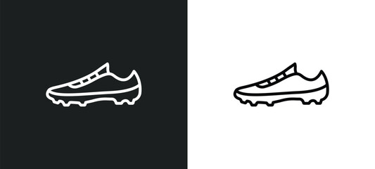 Poster - soccer shoe line icon in white and black colors. soccer shoe flat vector icon from soccer shoe colle
