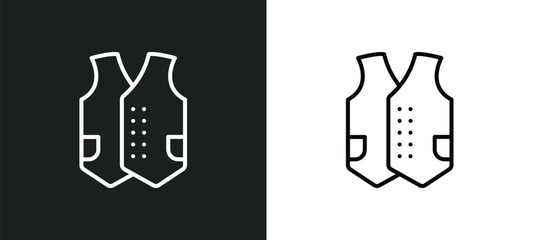 Poster - waistcoat line icon in white and black colors. waistcoat flat vector icon from waistcoat collection for web, mobile apps and ui.