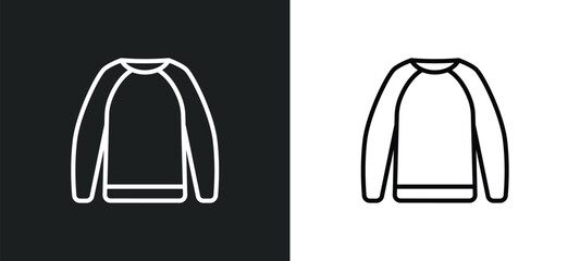 Wall Mural - sweatshirt line icon in white and black colors. sweatshirt flat vector icon from sweatshirt collection for web, mobile apps and ui.