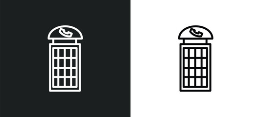 Poster - phone booth line icon in white and black colors. phone booth flat vector icon from phone booth collection for web, mobile apps and ui.
