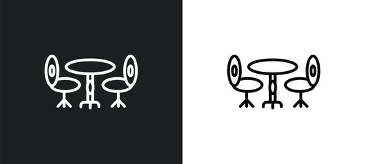 Poster - chair and table line icon in white and black colors. chair and table flat vector icon from chair table collection for web, mobile apps ui.