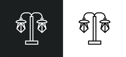 Poster - street light line icon in white and black colors. street light flat vector icon from street light collection for web, mobile apps and ui.