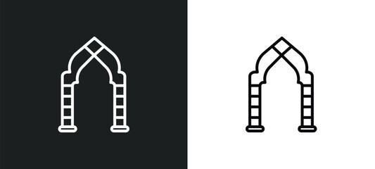 Poster - arch line icon in white and black colors. arch flat vector icon from arch collection for web, mobile apps and ui.