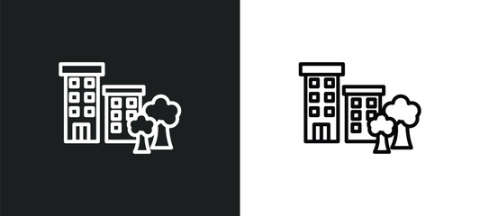 Poster - apartment line icon in white and black colors. apartment flat vector icon from apartment collection for web, mobile apps and ui.