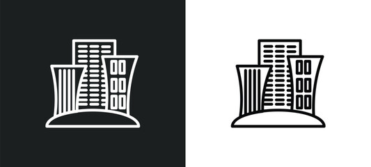 Poster - skyscrapper line icon in white and black colors. skyscrapper flat vector icon from skyscrapper collection for web, mobile apps and ui.