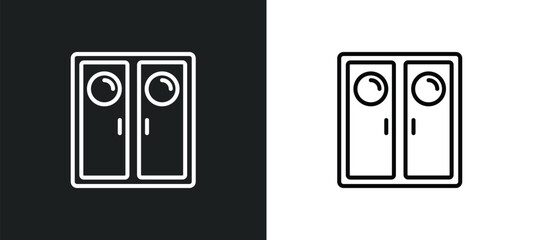 Poster - doorway line icon in white and black colors. doorway flat vector icon from doorway collection for web, mobile apps and ui.