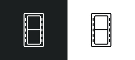 Poster - camera roll line icon in white and black colors. camera roll flat vector icon from camera roll collection for web, mobile apps and ui.