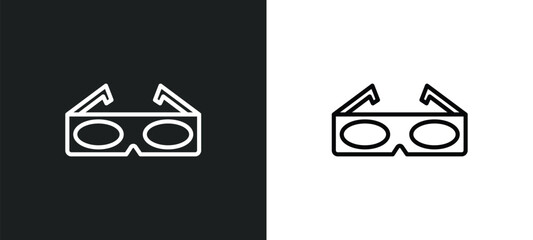 Poster - old 3d glasses line icon in white and black colors. old 3d glasses flat vector icon from old 3d glasses collection for web, mobile apps and ui.