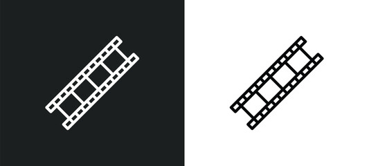 Poster - film strip black line icon in white and black colors. film strip black flat vector icon from film strip collection for web, mobile apps and ui.