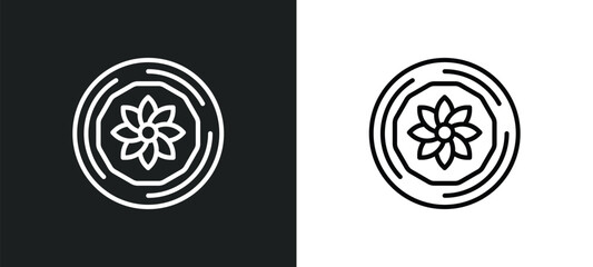 Aufkleber - round carpet line icon in white and black colors. round carpet flat vector icon from round carpet collection for web, mobile apps and ui.