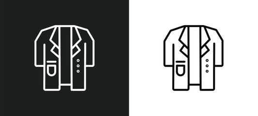 Poster - doctor coat line icon in white and black colors. doctor coat flat vector icon from doctor coat collection for web, mobile apps and ui.
